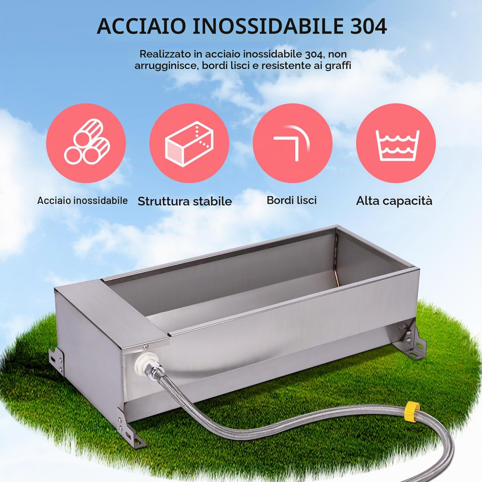 Abbeveratoio Automatico per Cani, Serbatoio Dell'Acqua Potabile con Grande Capacità, Distributore Automatico di Acqua Potabile con Valvola a Galleggiante per Cavallo, Capra, Maiale, Cane, Pecora