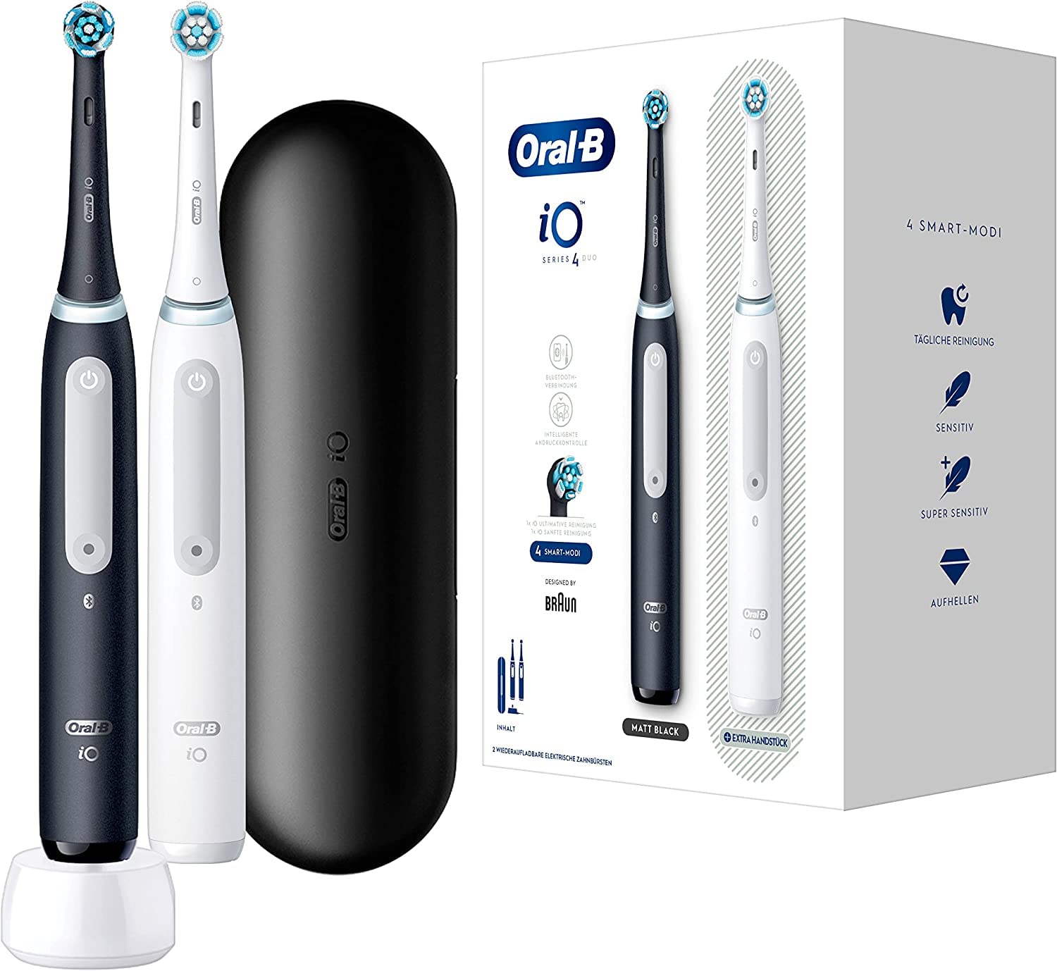 Oral-B iO Series 4 Electric Toothbrush, Twin Pack & 2 Replacement