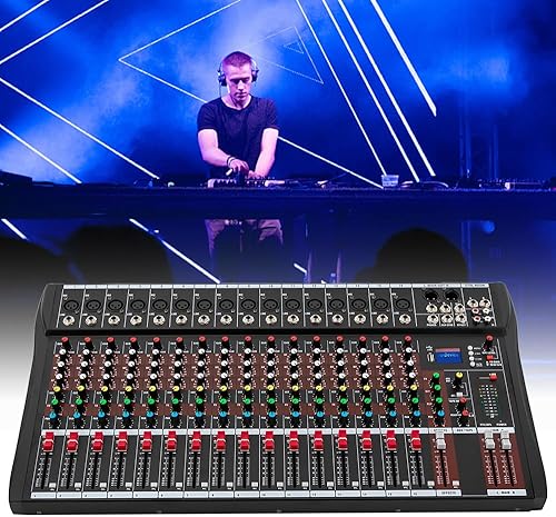 Mezclador de audio profesional de 16 canales con mezclador de audio USB Bluetooth para juegos en vivo, grabación de juegos