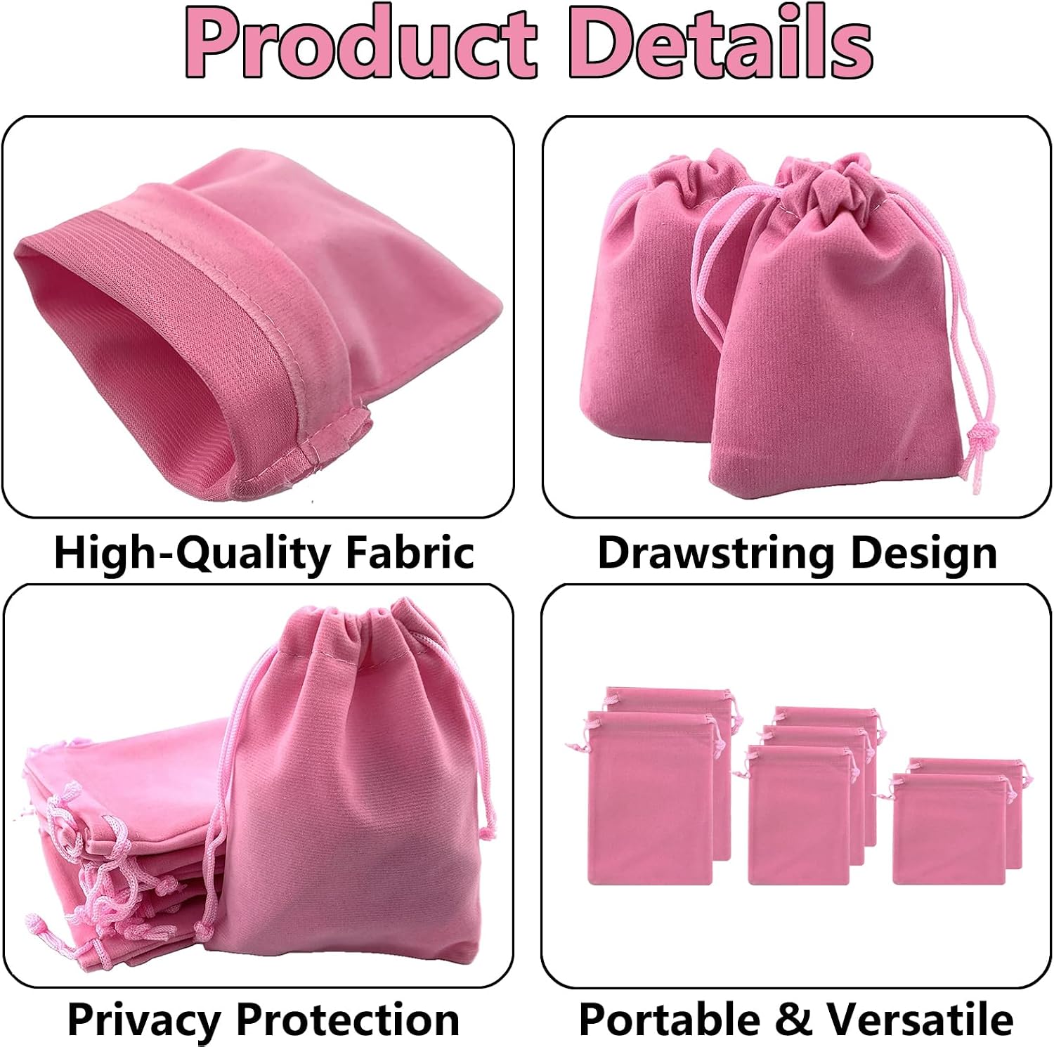 Adult Game Toy Storage Organizer Case with Combination Lock, Includes 7 Pcs Pink Toy Storage Bags (Pink)