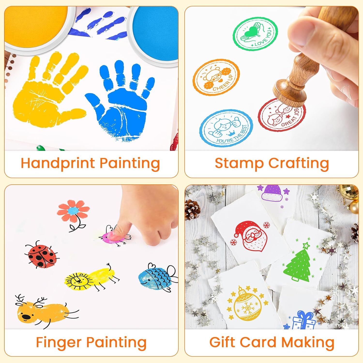8 Stück Stempelkissen, Fingerstempel, Stempelkissen Kinder, Regenbogen Stempelkissen, Verwendung für Fingermalerei, Scrapbooking, Geschenke für Kinder,Kartenherstellung (8 Farben)