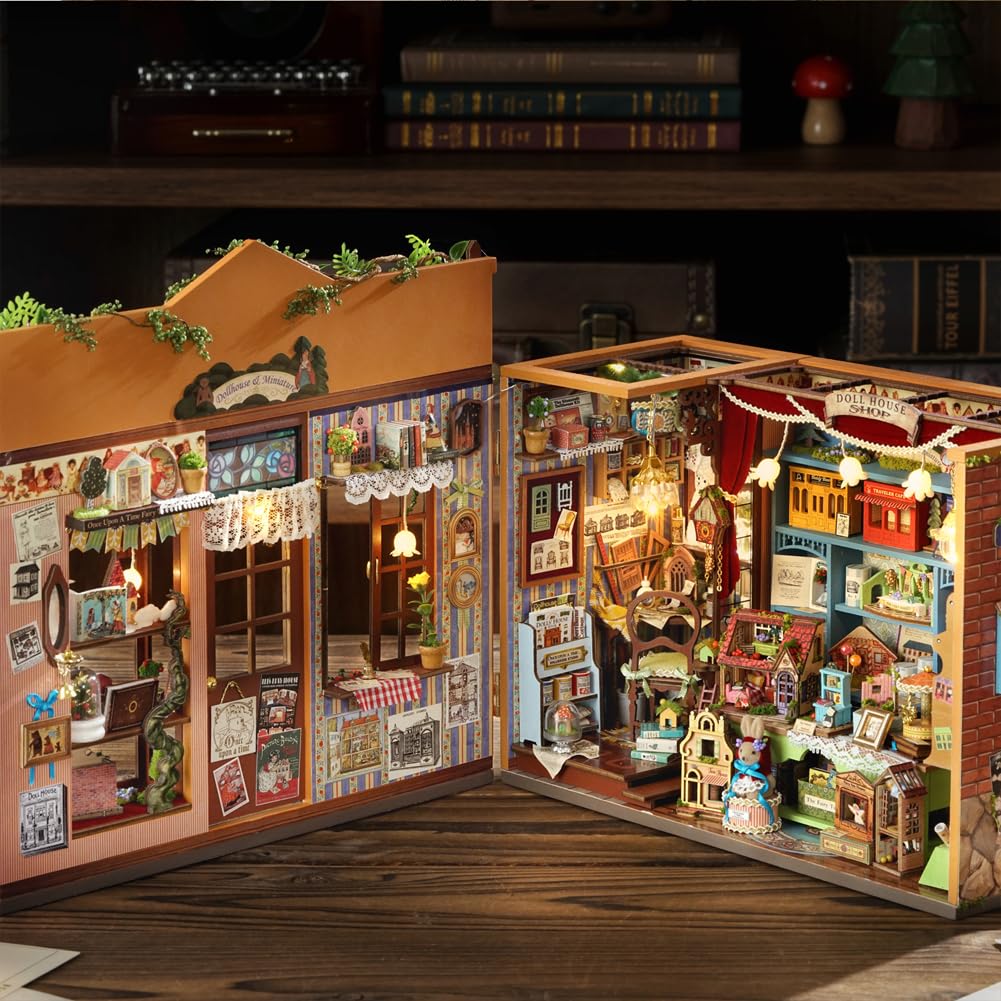 Miniaturowy zestaw do samodzielnego wykonania, drewniane, miniaturowe zestawy modeli, dla dorosłych, domek dla lalek ze światłem LED, kreatywne prezenty na Boże Narodzenie (sklep domowy)