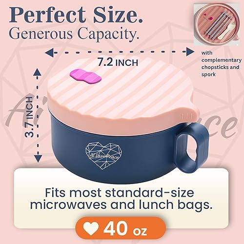 Miniatura 5 de AI LOVE PEACE Ramen Bowl, 40 oz Microwaveable Noodle Cooker for Ramen, Pho, Soup, and Pasta, Dishwasher Safe and Portable, Ideal for Home, Office