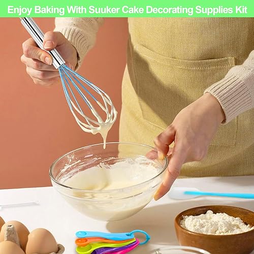 Miniatura 6 de Suuker Kit de 137 piezas de suministros de decoración de pasteles, puntas de glaseado y bolsas de tuberías con tabla de patrones, accesorios para