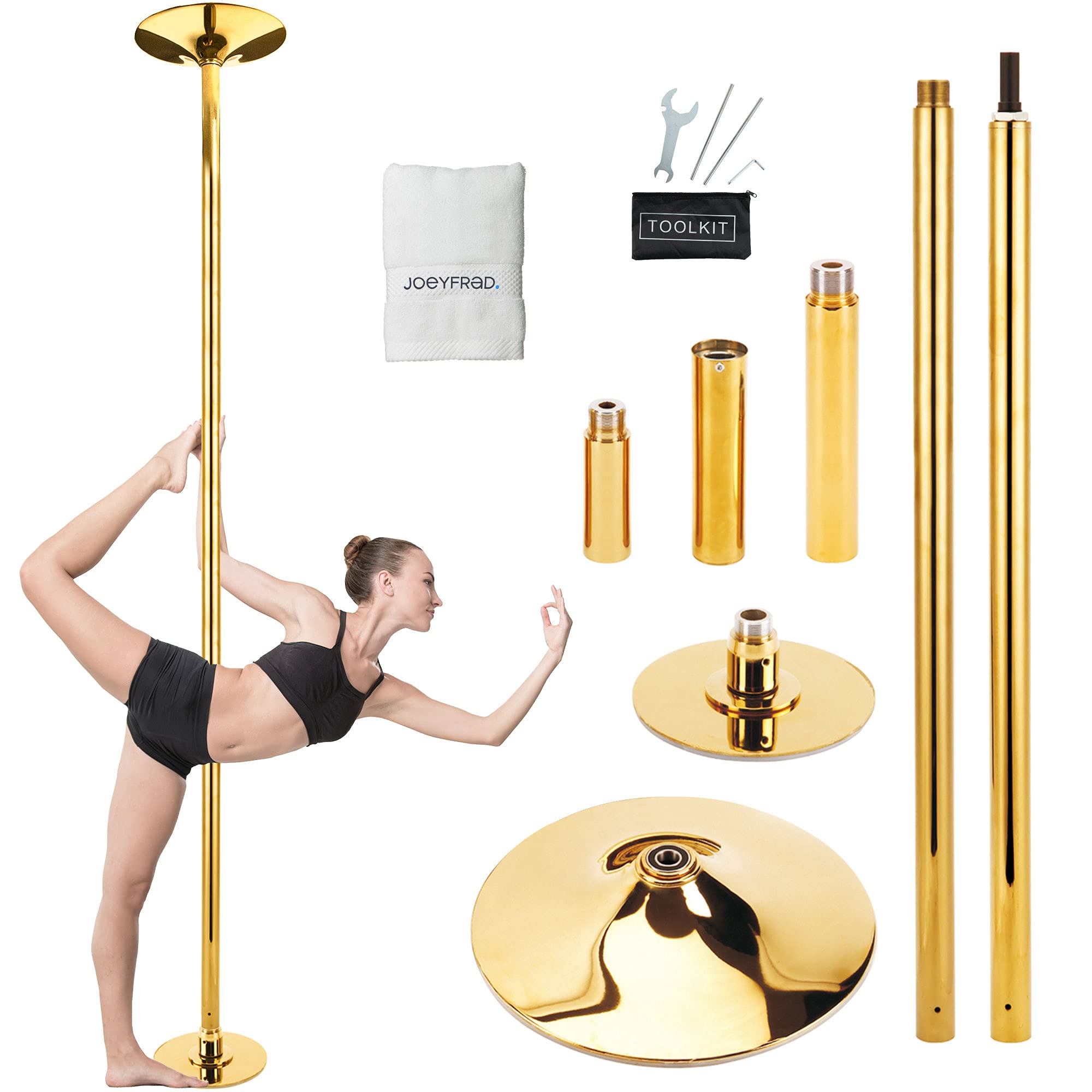 Joeyfrad Professional Dance Pole Kit - Rotating Static Portable Removable Dance Pole for Home, Exerc