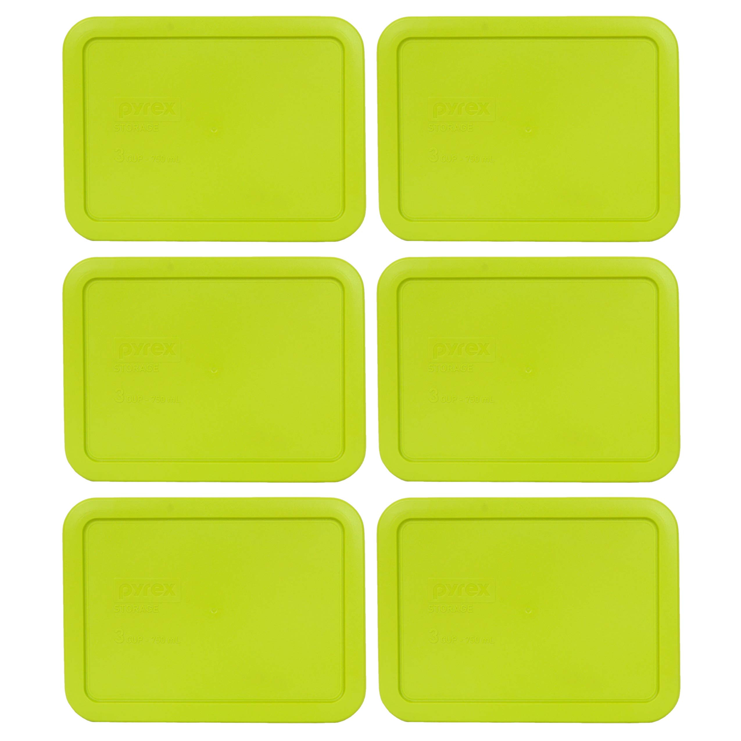 Couvercle Pyrex 7210-PC plastique rectangulaire vert lot de 6 pour boîte 3 cups