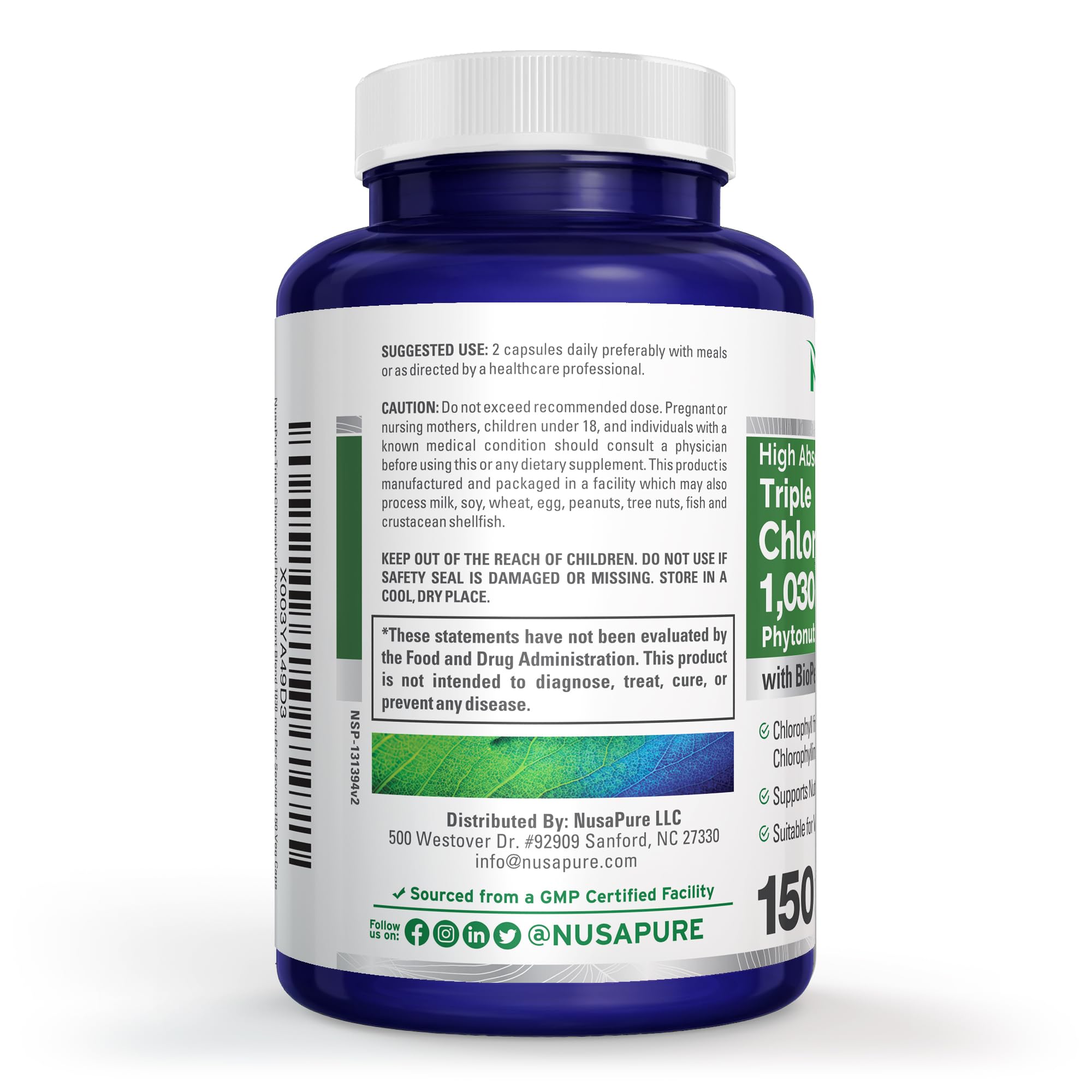 Triple Chlorophyll, Vegan, 1030mg, 150 Veg Capsules - 75 Servings — Amazon image 3