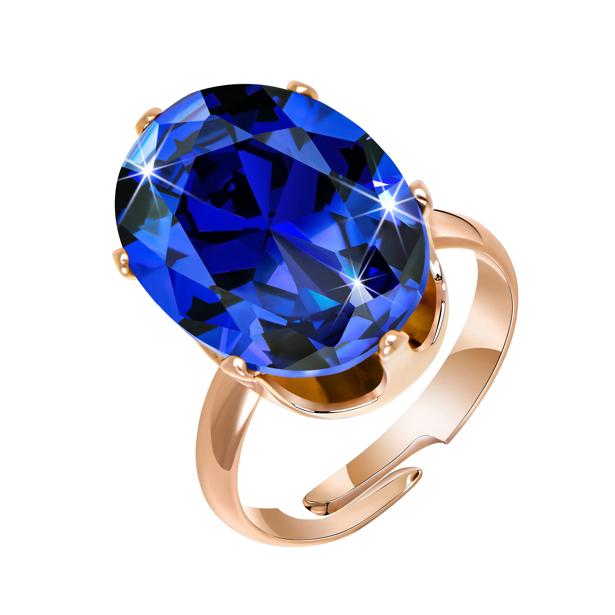 LinaweCubic Zirconia Imitation Diamond Moissanite Rings for Women, 14K Gold/Rose Gold/Silver Adjustable Chunky Ring, Costume Rhinestone Jewelry for Wedding Engagement