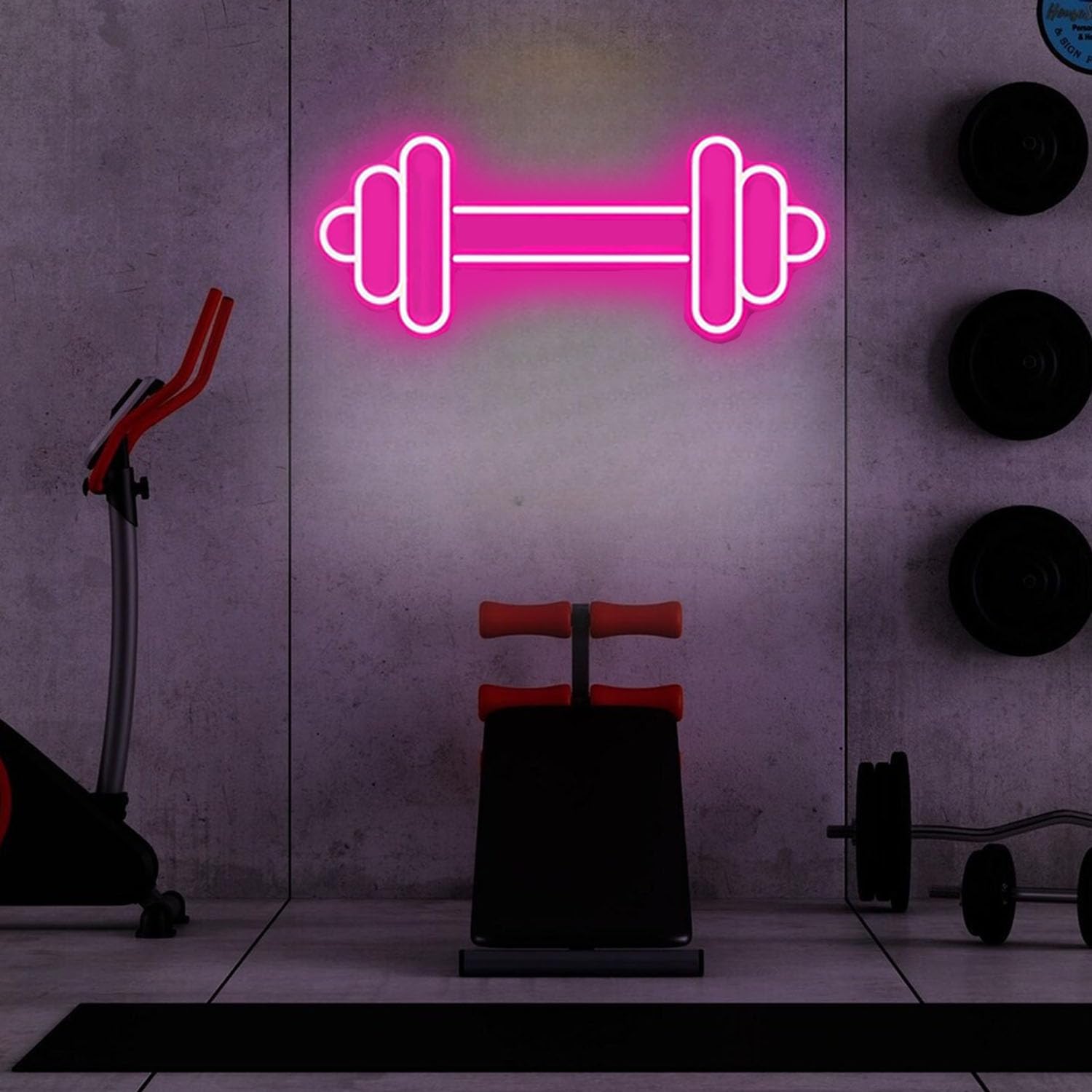 GYM neon sign Dumbbell neon light,Fitness Neon Sign Gym Wall Sign Gym Open Wall Art Decor Gift for Her, Bedroom Neon Sign