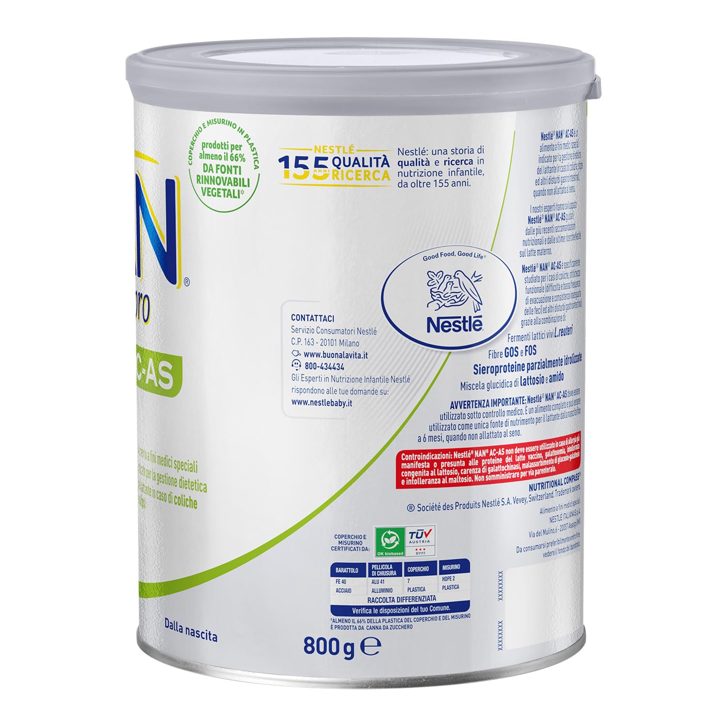NESTLÉ NAN EXPERT Pro AC-AS Alimento a Fini Medici speciali Polvere, Latta 800g