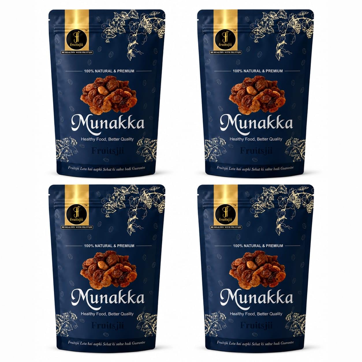 Fruitsjii Premium Hand-Selected Munakka | Large & Succulent Dried Grapes with Seeds | Authentic Sun-Dried Superfood for Vitality & Wellness | [250 X 4 POUCH]-image-34