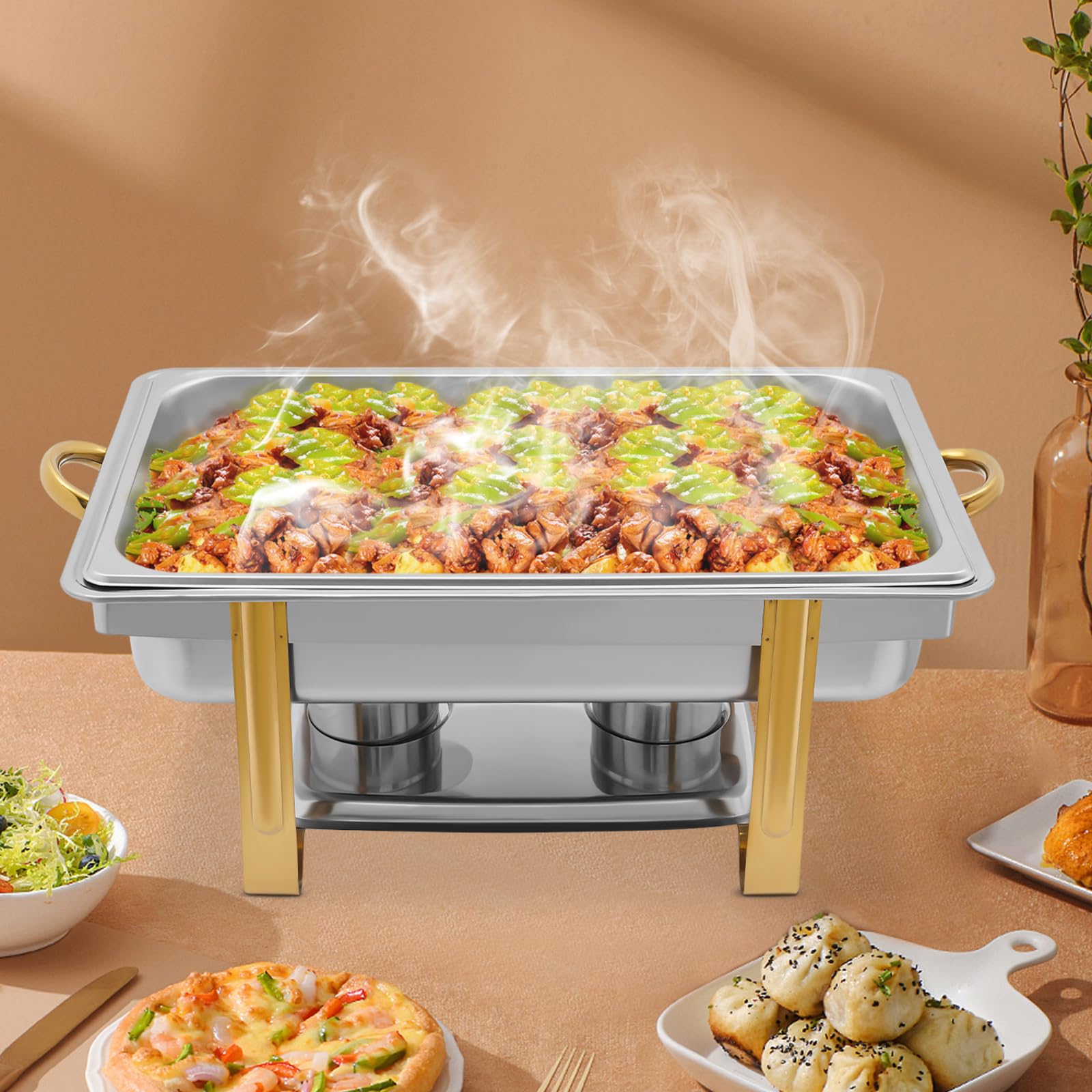 Chafing Dish, set completo in acciaio inox di alta qualità, impilabile, contenitore per buffet, scalda cibo per feste, 9 l