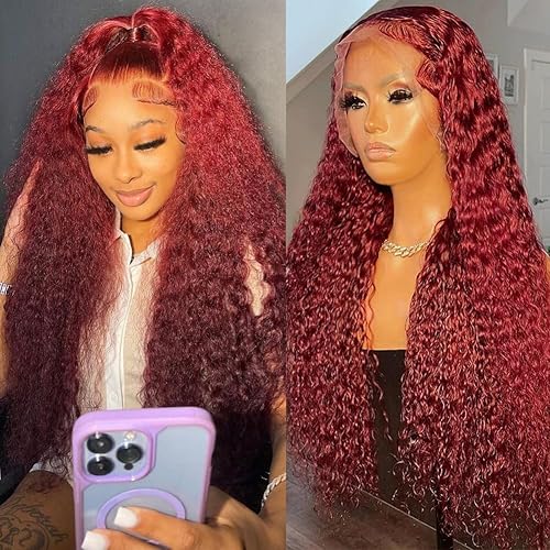 Miniatura 9 de Pelucas de encaje frontal de 13 x 4, cabello humano con cabello de bebé para mujeres negras, 220 % de densidad, encaje frontal transparente HD, onda