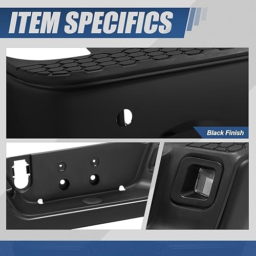 Miniatura 4 de Protector de parachoques trasero con luces de matrícula y recortes de escape dobles compatible con Dodge Ram 1500 2500 3500 2009-2019, negro mate