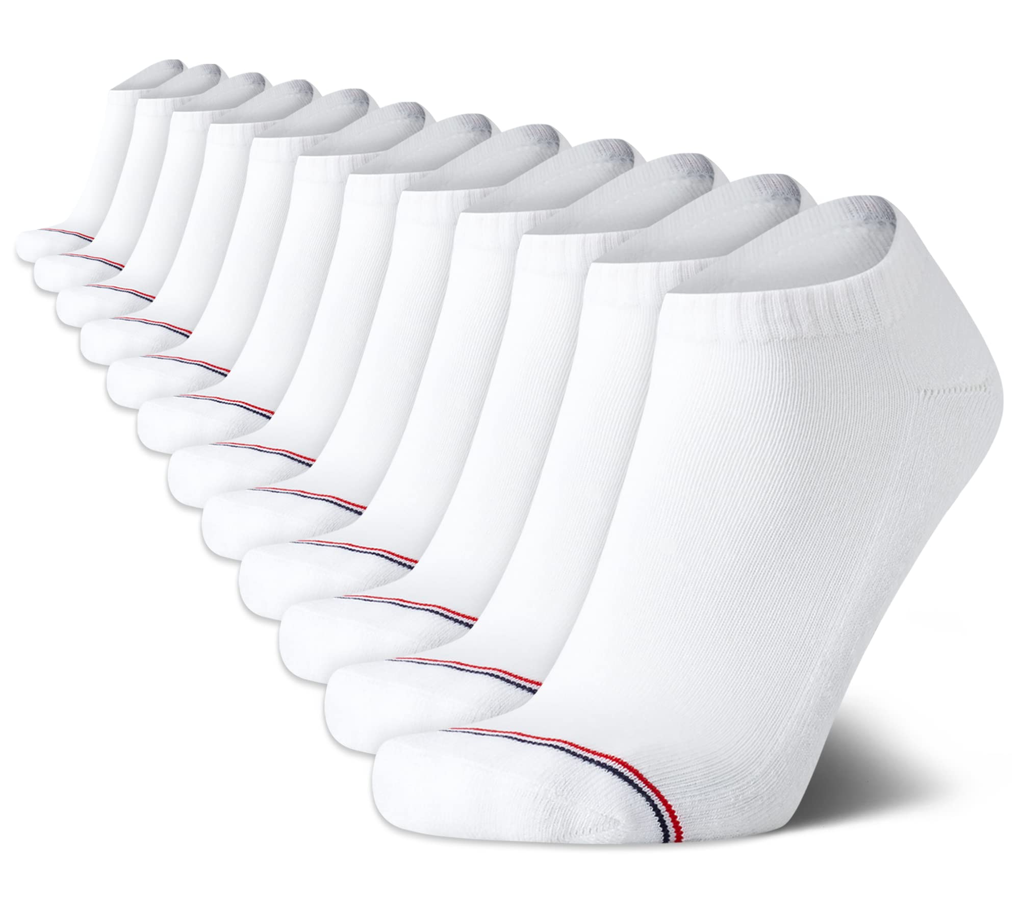 Tommy Hilfiger Mens No Show Socks - 10 Pack Cotton Blend Ankle Socks for Men - Ultra Low Cut Liners for Loafers and Sneakers