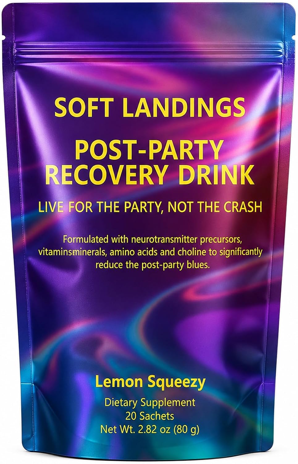 Soft Landings Post Party Recovery Drink Powder, Lemon Flavor, 80g (1PC)
