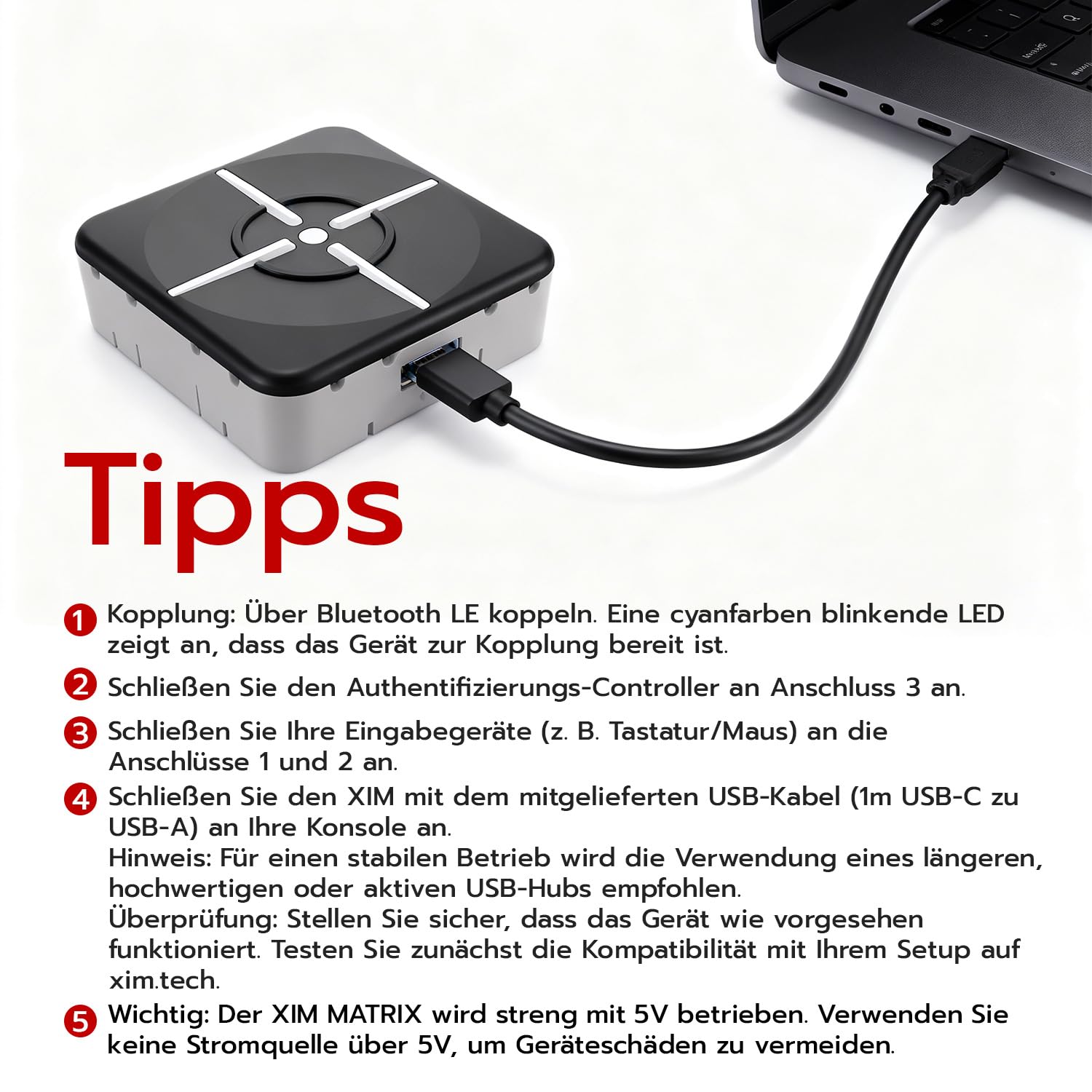 Mcbazel XIM Matrix Multi-Input Adapter Tastatur- und Maus-Anschluss Konverter für PS5,Xbox Series X/S,Xbox One, PS4, PC