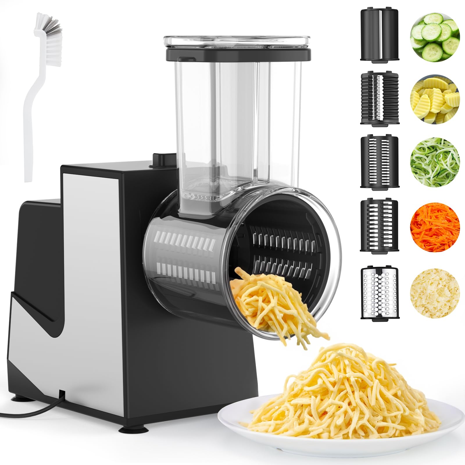 FITNATE Electric Grater with 5 Stainless Steel Blades
