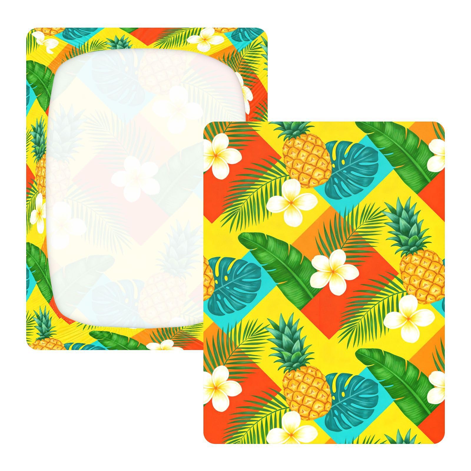 Lenzuola estive per culla con ananas tropicale per neonati e ragazze, in cotone, morbido elastico, per decorazione della cameretta dei bambini, 1 confezione algodon para cuna de