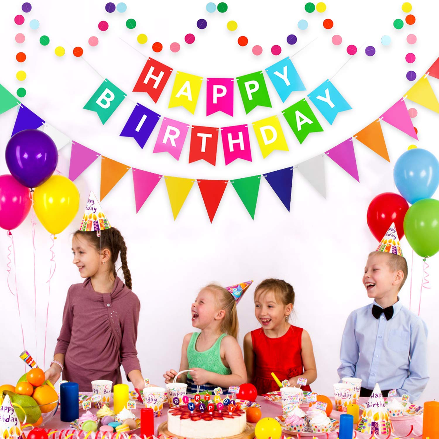 Décoration De Fête - ZGEER - Arc-en-ciel - Ballons Et Bannière - Anniversaire Fille - Intérieur - Maison