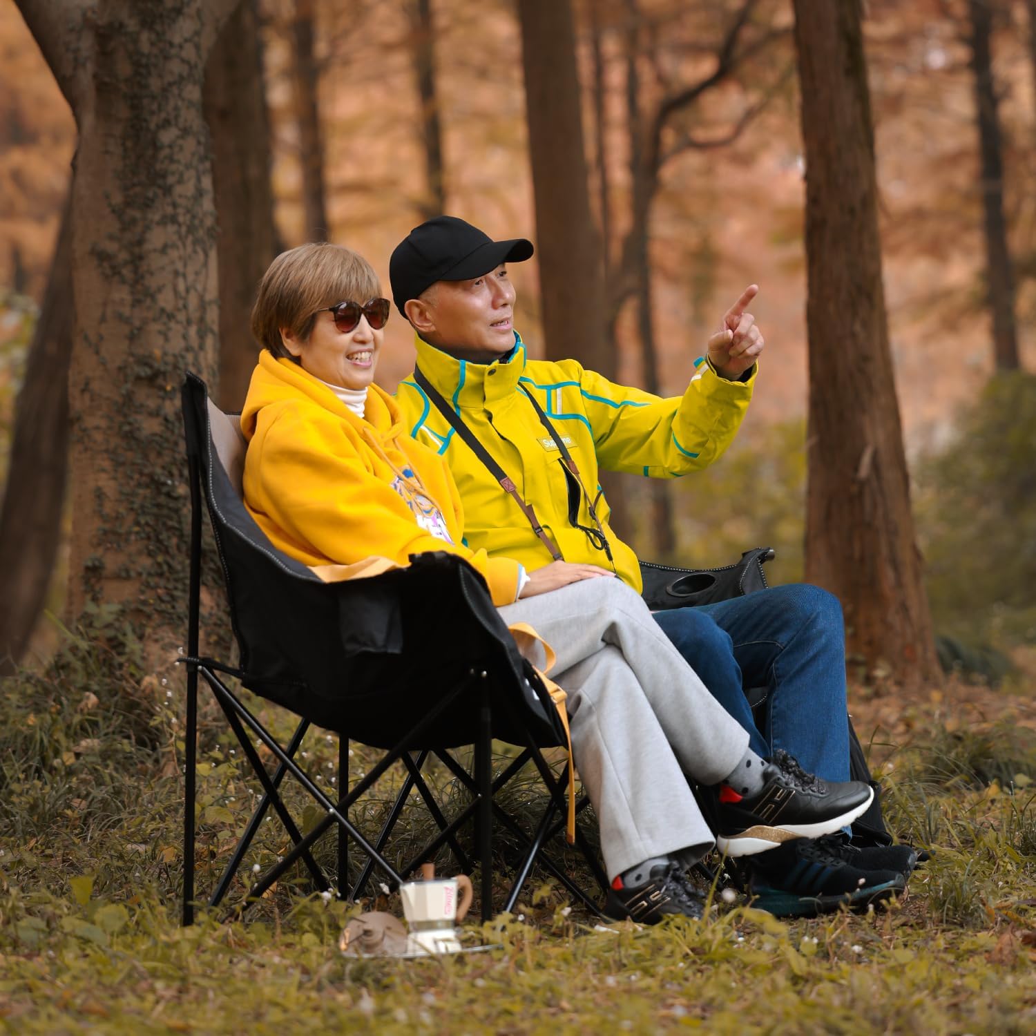 MOON LENCE Oversized Double Camping Chair, Portable Folding Loveseat for 2 Adults with Carry Bag, Heavy Duty 660LBS Capacity for Camping, Backyard, Patio, RV
