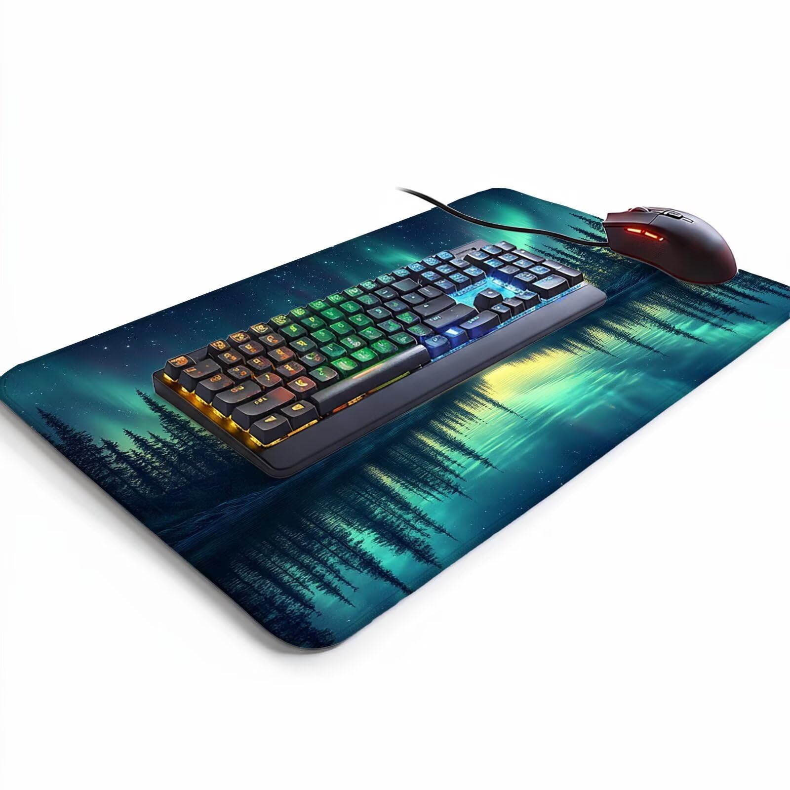 Podkładka pod mysz Aurora XXL 50 x 100 x 0,3 cm, wodoodporna, podkładka pod mysz dla graczy, poprawia dokładność i prędkość, akcesoria do gier, laptop, biuro, prezent dla mężczyzn, FSBD-5190