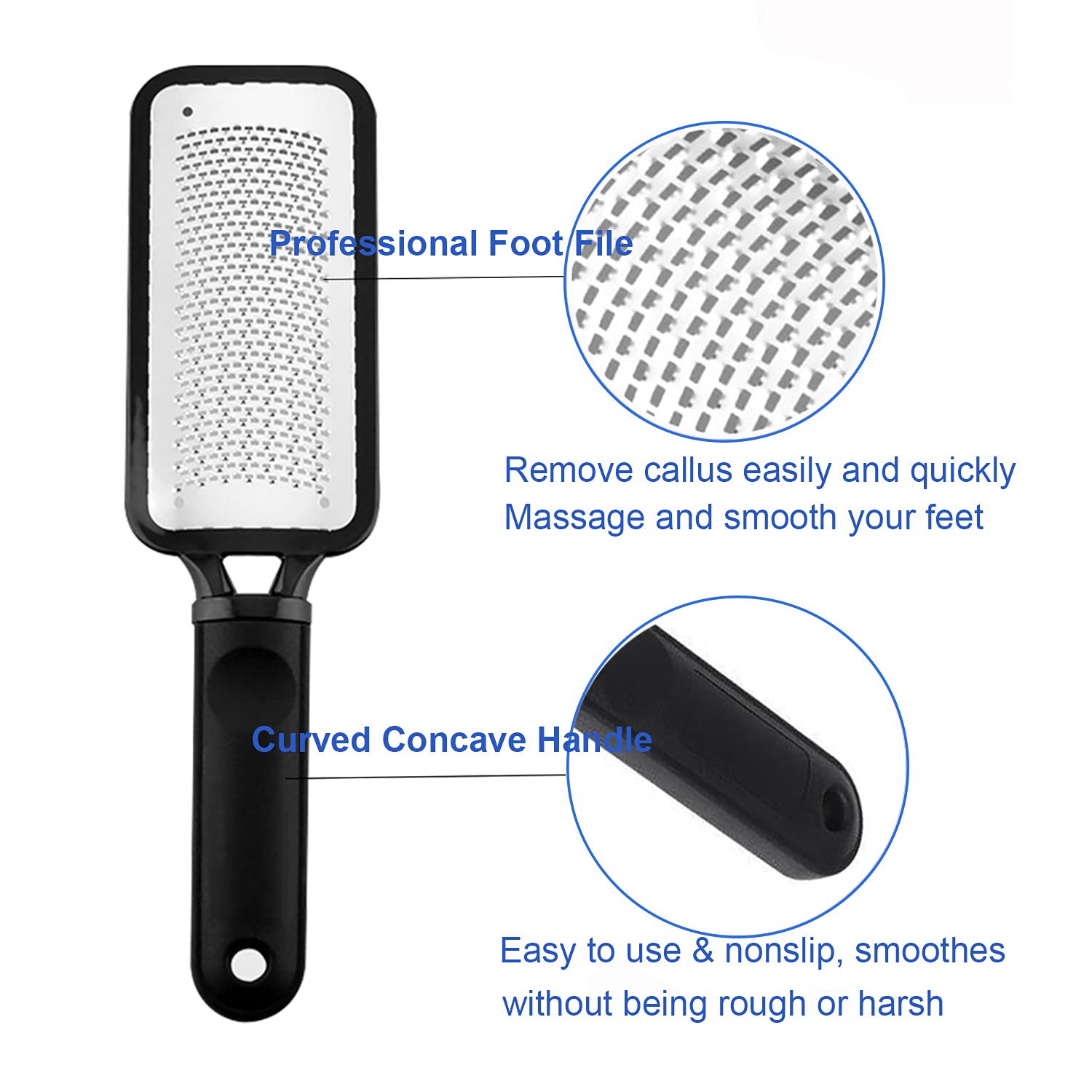 Limas de pies para eliminar callos – Lima profesional de acero inoxidable para el cuidado de los pies, pedicura para eliminar la piel dura (una cara) 2