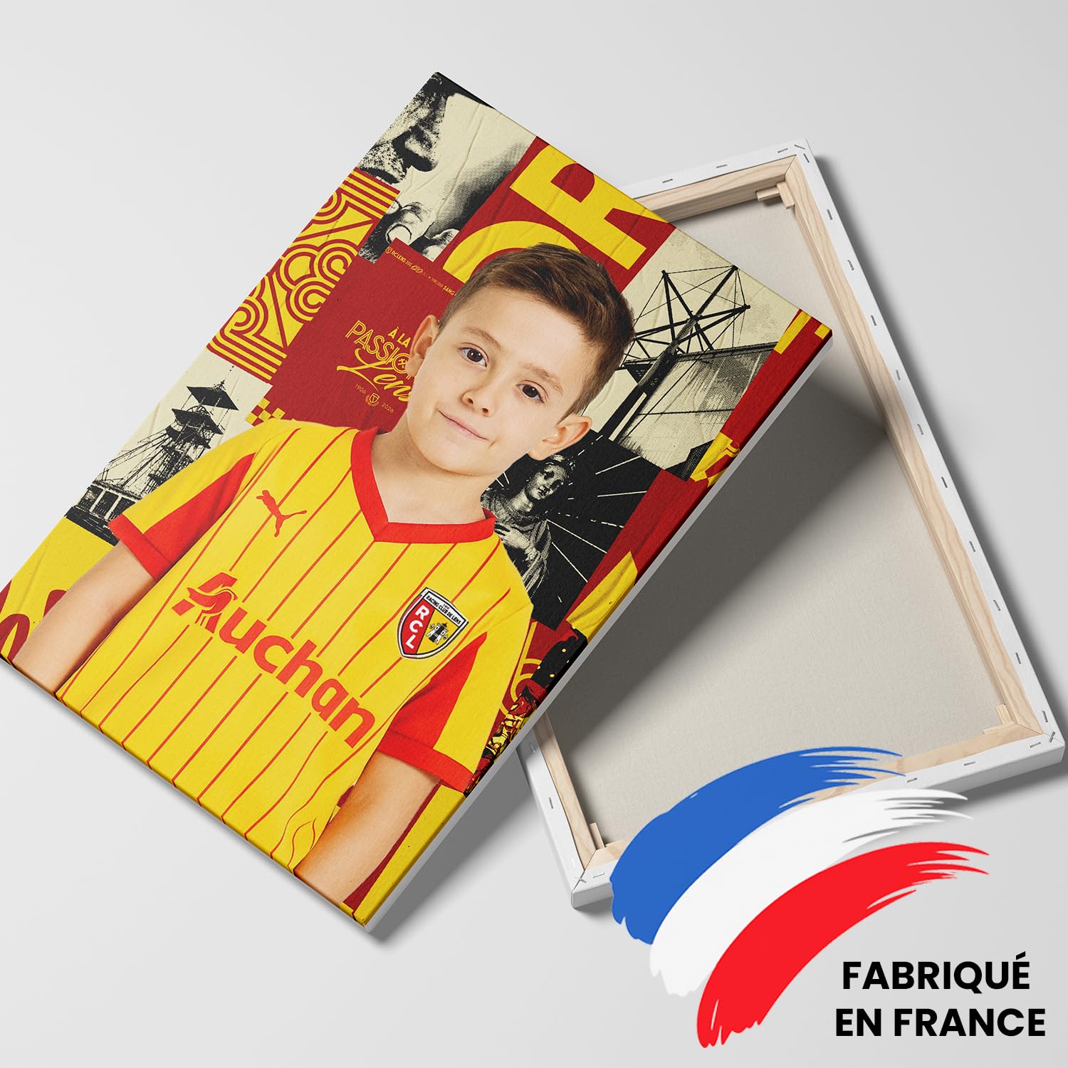 OneTrophy Toile Officielle RC Lens Personnalisable – Cadeau Supporter Sang Et Or – Made In France