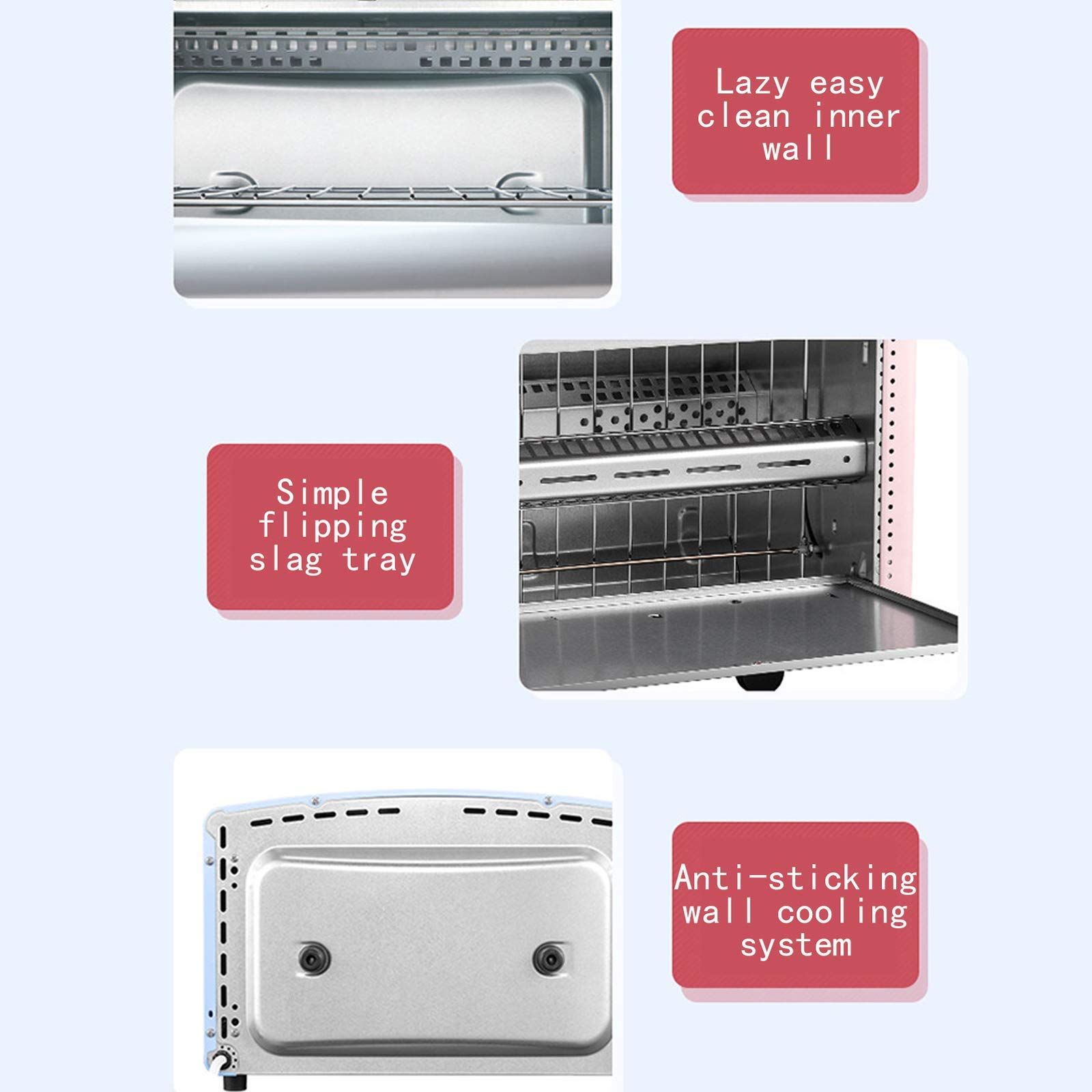 Forno Elettrico JYCCH Mini Con Grill - 23 Litri, 1300W, Temperatura Regolabile 70-250°C, Colore Rosa - Foto 3