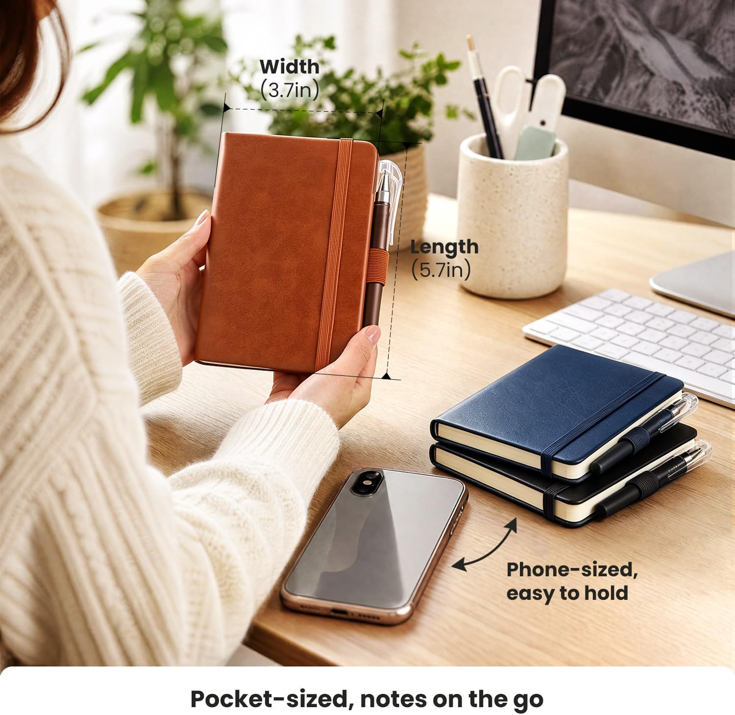 AISBUGUR Small Notebook Journal - 3 Pack Total 480 Pages - Pocket Notebooks with Pens for Work - 3.7" x 5.7" A6 Notebook - Hardcover Mini Notebooks image 3