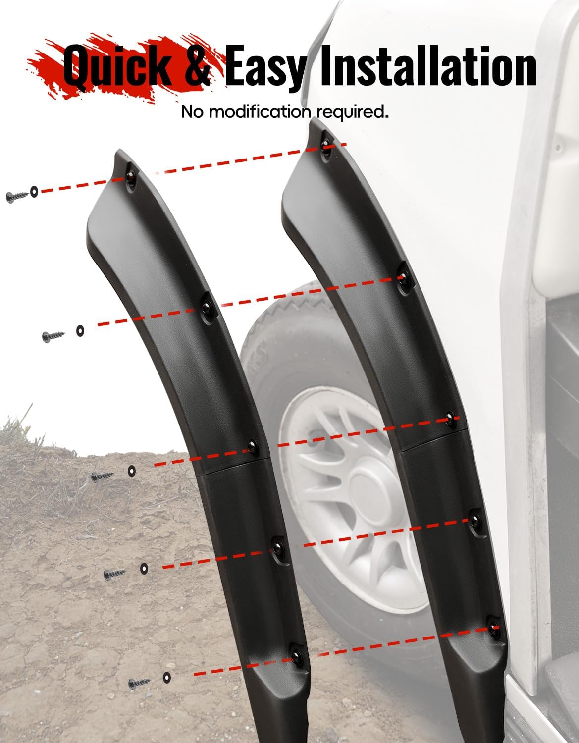 Golf Cart Fender Flares for Club Car DS 1993-up, 10PCS Combined Front & Rear Mud Guards Mud Flaps Only for Club Car DS 1993+ Standard and Unmodified Golf Carts Body Accessories