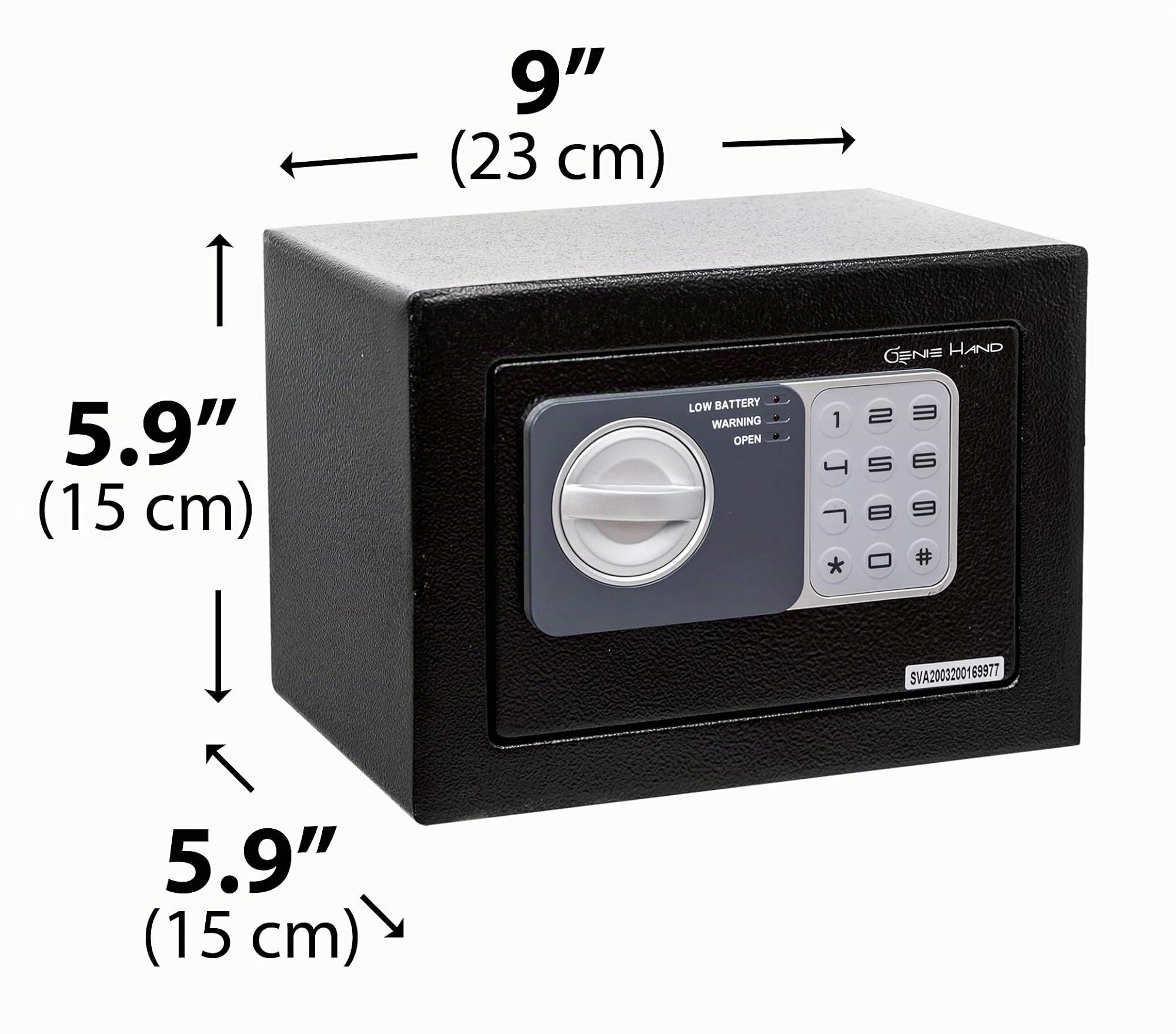 Genie Hand | Cassaforte Elettronica a Tempo a Muro e da Armadio Piccola Cassetta di Sicurezza con Codice a Combinazione e Chiave a Serratura B-Class e Sistema Anti Bounce per Soldi