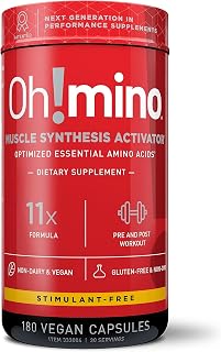 Amino Acids Supplement, Ultimate Muscle Synthesis Activator, Pre and Post Workout Vitamins for Body Conditioning and Muscle Recovery, 180 Vegan Muscle Builder Capsules - Oh!Nutrition