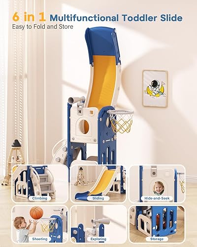 Miniatura 4 de Babytronic Tobogán para niños pequeños 6 en 1, tobogán de interior para niños pequeños de 1 a 3 años, juego de escalador para interiores y