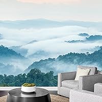 Vista 12 de SIGNWIN Adhesivo mural removible para pared, niebla y niebla, montaña, ladera, bosque, naturaleza, desierto, fotografía, realismo, paisaje