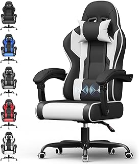 Airfish Ergonomic Gaming Chair with Massage Lumbar Support, Height Adjustable Computer Chair for Adults & Kids, Reclining ...