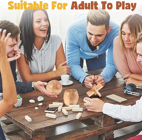 Miniatura 6 de 34 piezas de rompecabezas de metal para niños y adultos, juegos mentales de madera 3D, cubo de madera, juegos de cerebro, bloque de alambre de