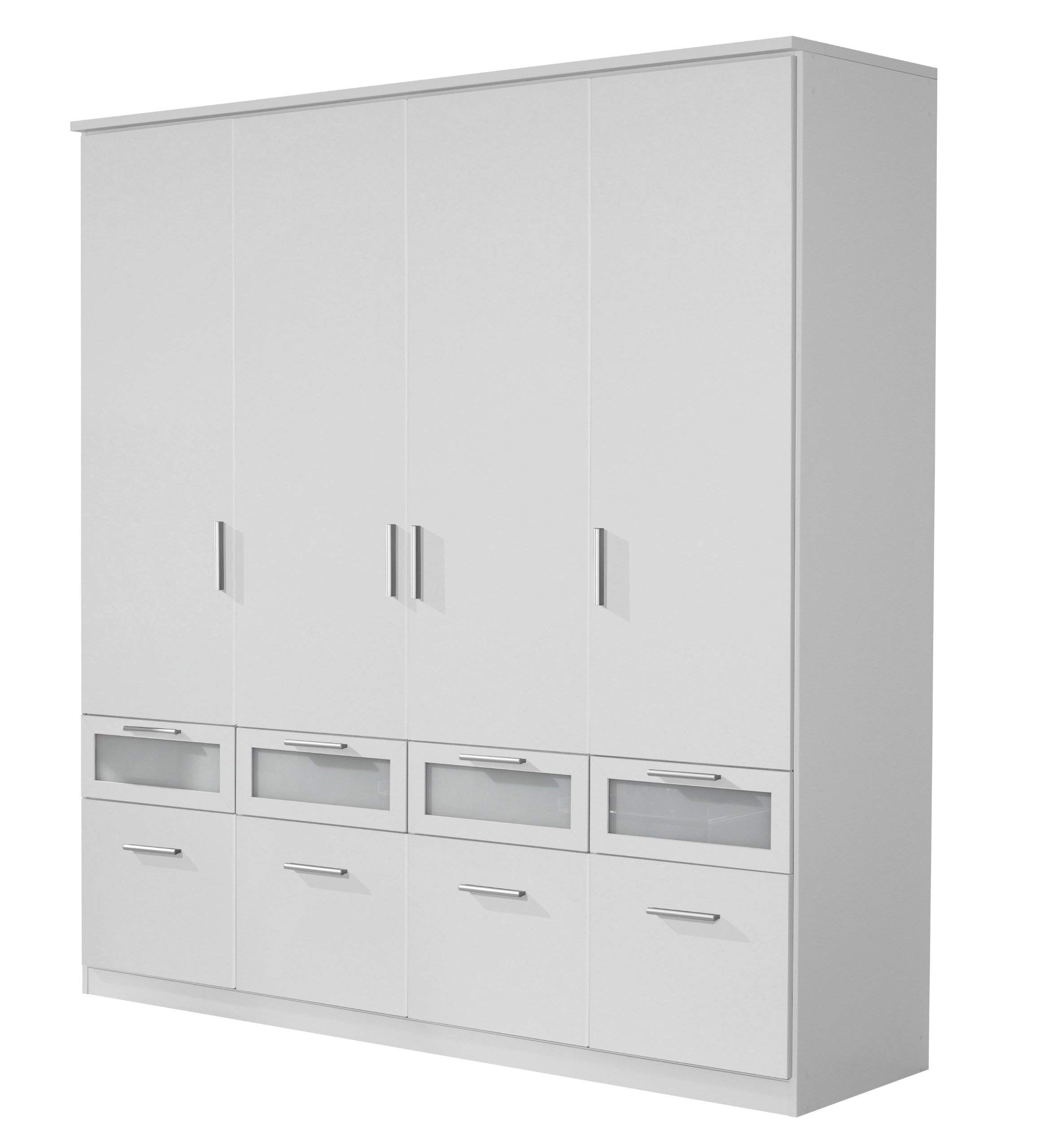 Rauch Möbel Bochum, Kleiderschrank, Farbe Weiß/Milchglas, Breite 181 cm