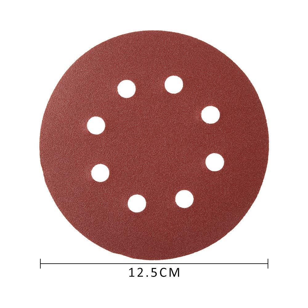 SHENGANG 100 pièces 125mm 5 pouces papier abrasif rond forme disques crochet boucle papier abrasif feuille de polissage 8 trous ponceuse pour polir le nettoyage, 40