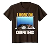 I Work on Computer Funny Cat Shirts for Men T-Shirt