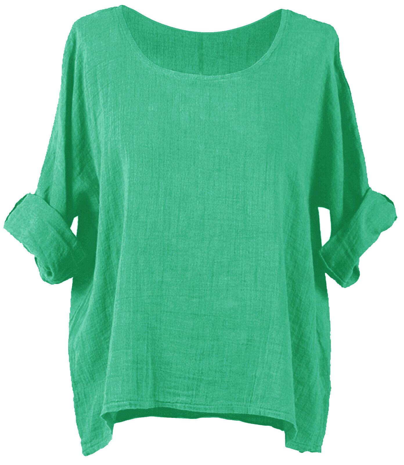 Zaif & HariLadies Italian Plain New Batwing Cotton Linen Lightweight Casual Short Tunic Blouse TOP