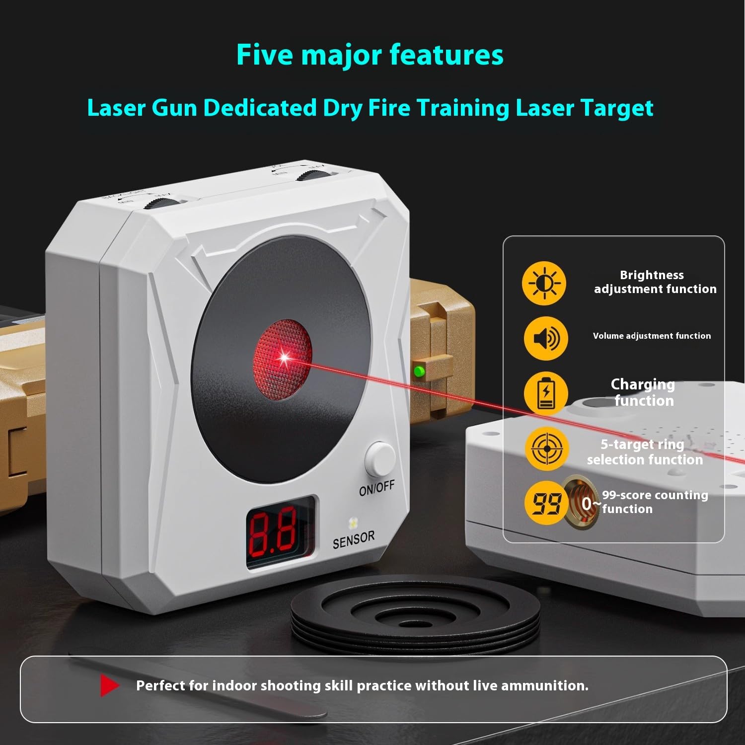 Cartucce laser da addestramento da 9 mm, bersaglio elettronico, sistema di tiro a secco, allenamento di efficace, portatile e facile da configurare, gioco di indoor