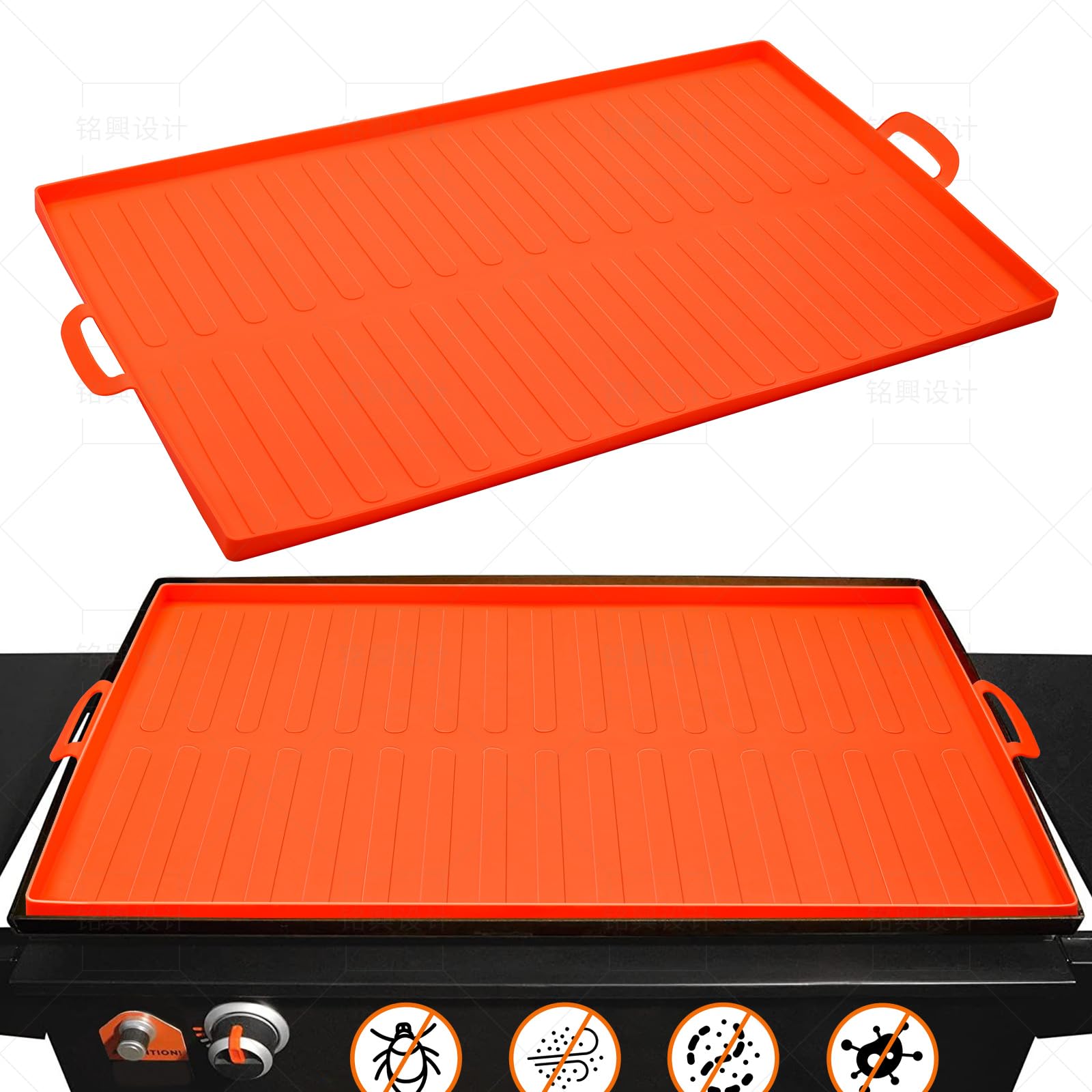 Nianzai 36 In Silicone Griddle Mat for Blackstone Griddle Accessories Cover Heavy Duty Food Grade Silicone Mat All Season Protection Grilling Accessories for Outdoor Flat Top Grill Orange