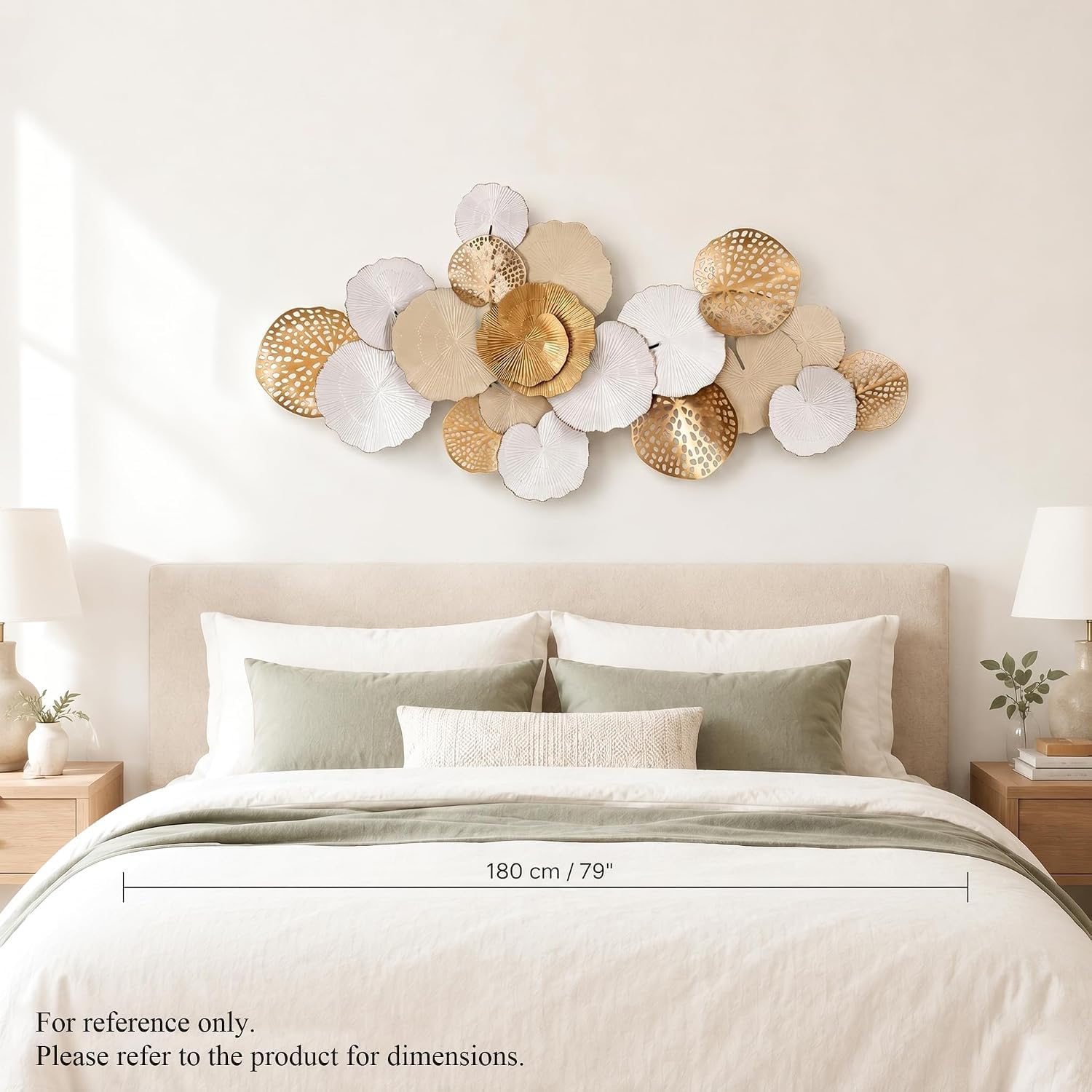 Generico Grande Metallo Decorazione da Parete,Design Botanico 3D,150x68cm