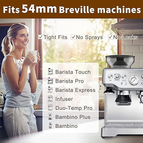 Miniatura 3 de Portafiltro sin fondo de 2.126 in para máquinas Breville Barista Express y Breville de 2.126 in, portafiltro profesional desnudo con cesta (acero