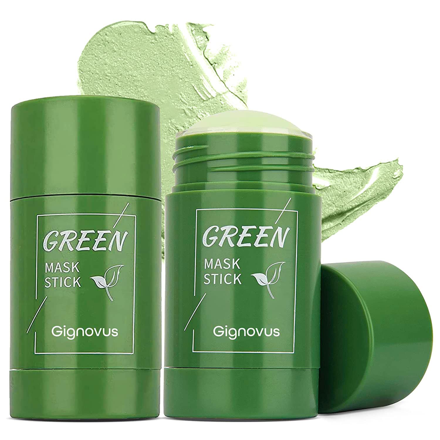 Gignovus Green Tea Mask Stick, Easy Pore & Blackhead Remover Stick for Oil & Dirt, Soften & Moisturized Skin Effortlessly, 2 Packs