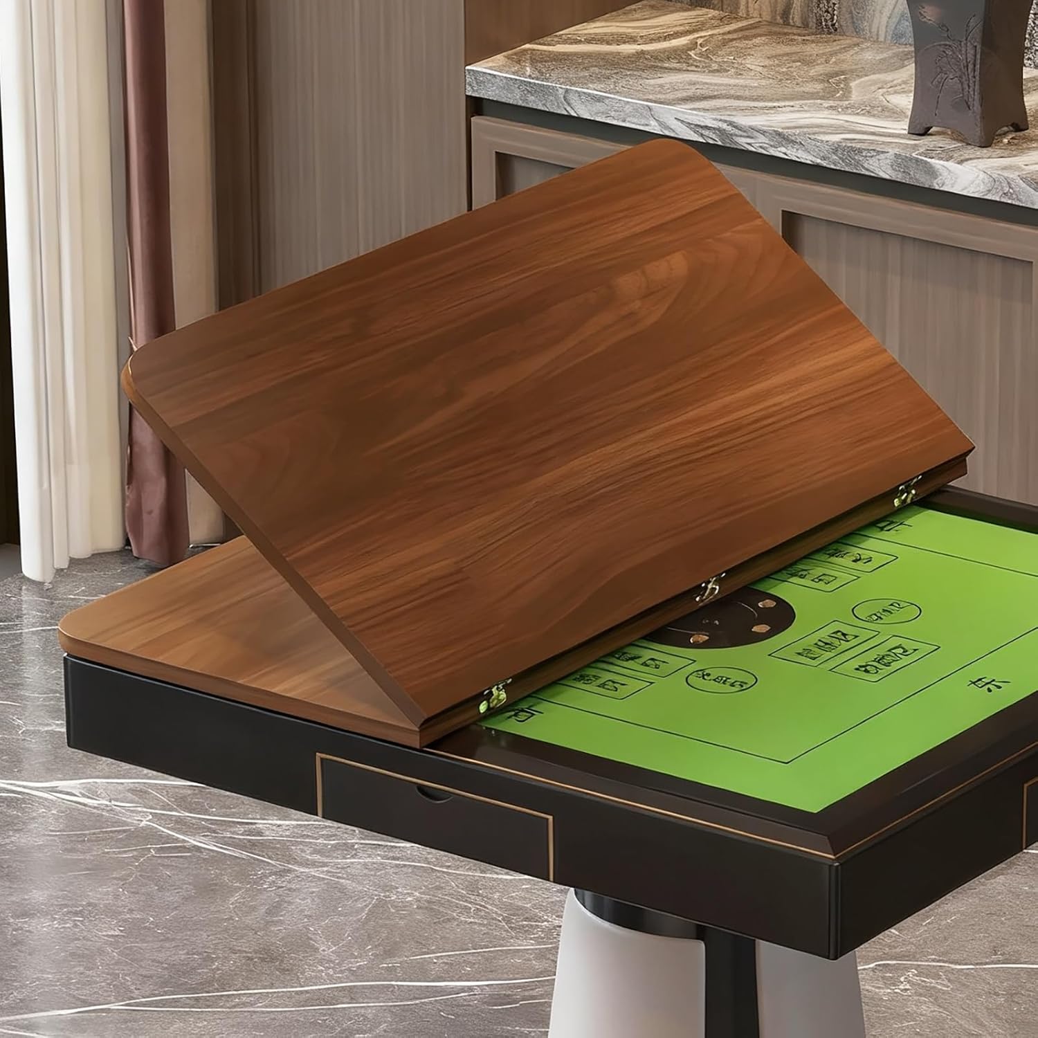 Large Round Folding Dining Table Top,Thick Wood Catering Banquet Party Tables Replacement Top Only,Two-Fold Foldable Surface Extender,Portable Tabletop Without Legs,for Party(Brown,90cm/35.3in)