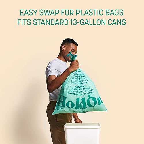 Miniatura 4 de HoldOn Paquete de bolsas de basura  Bolsas de basura de 13 galones de alto y 2 paquetes de bolsas de 4 galones  Bolsas de basura a base de plantas