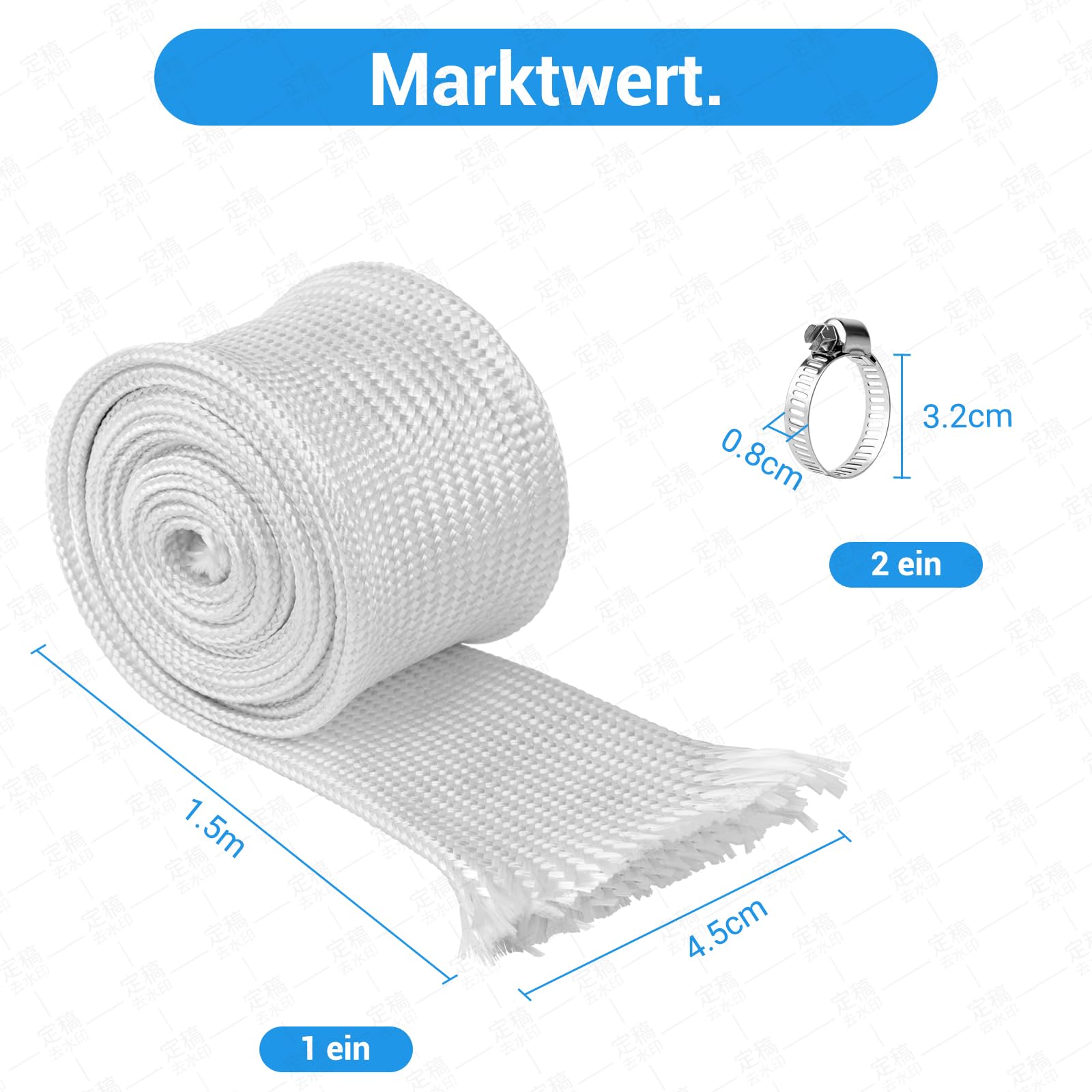 Wąż spalinowy do generatora prądu 25 mm, wąż chroniący przed wysoką temperaturą, 150 cm, odporny na wysokie temperatury, ogrzewanie postojowe z 2 klipsami, akcesoria do ochrony przed wysoką