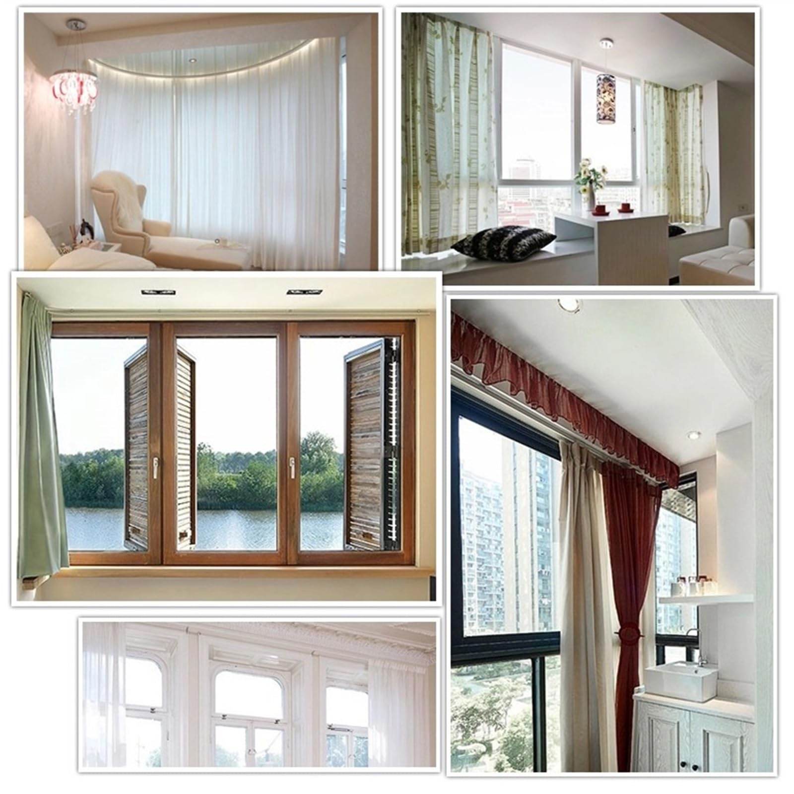 Doppelläufige Gardinenstange, flexible Aluminiumschiene, Decke/Wand, ideal für Schlafzimmer, Wohnzimmer, Erkerfenster und Duschvorhänge